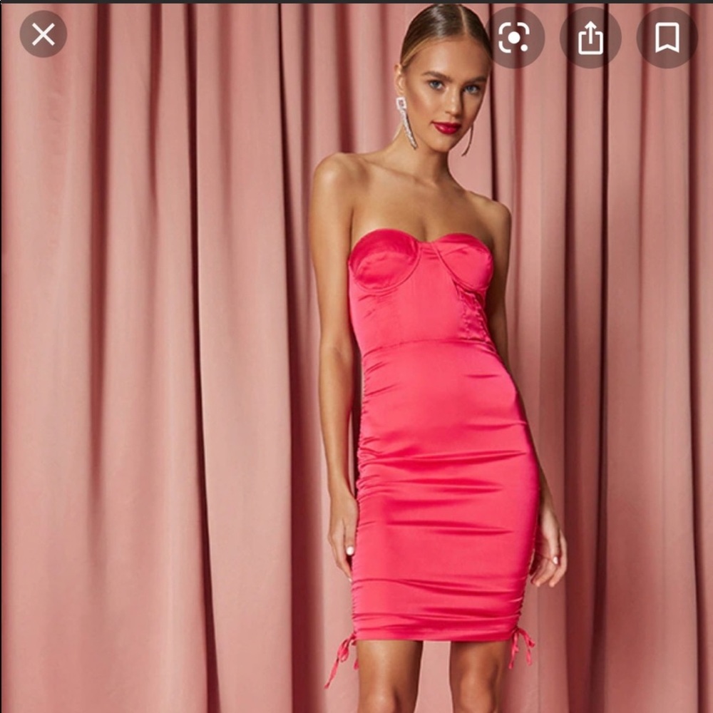 New Superdown Lila Hot Pink Satin Dress